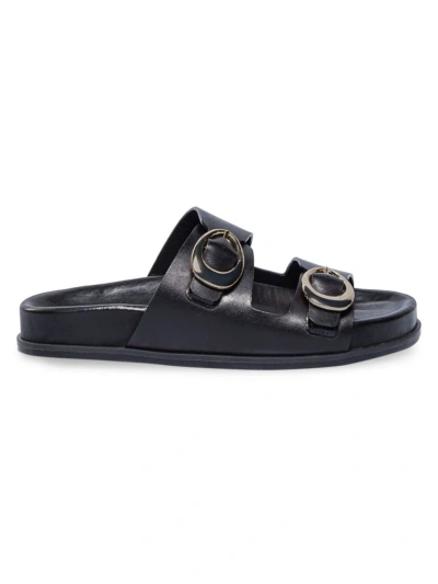 Bernardo Evie Leather Footbed Sandals In Black
