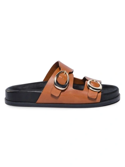 Bernardo Evie Leather Footbed Sandals In Luggage