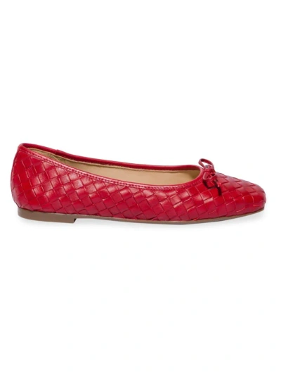 Bernardo Women's Gwynn Woven Leather Ballet Flats In Red Glove Leather