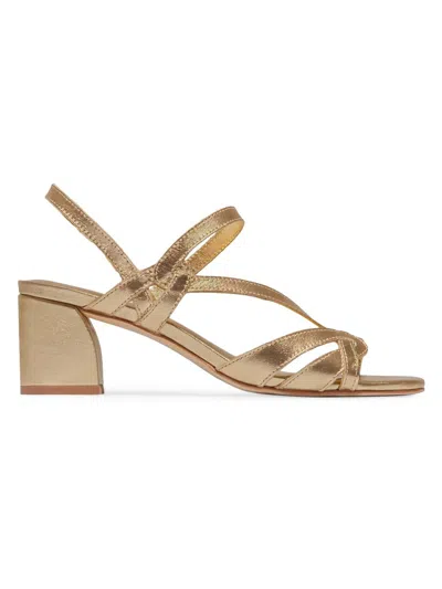 Bernardo Gyoda Leather Block-heel Sandals In Gold