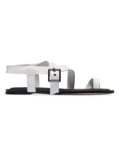 Bernardo Hartshorn Crinkle Leather Toe-ring Sandals In White