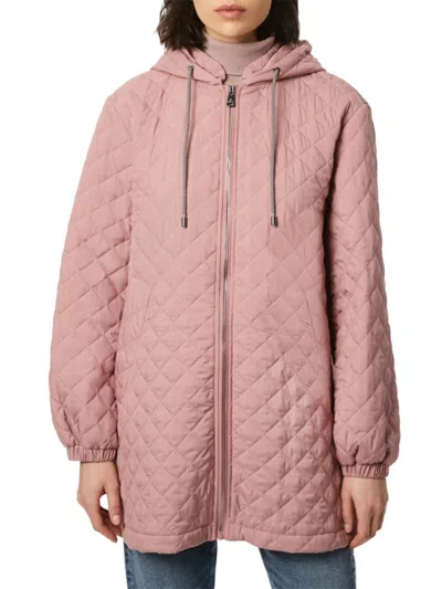 Bernardo Diamond Quilted Hooded Jacket In Putty Pink