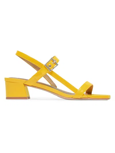 Bernardo 35mm Jinji Leather Strappy Block-heel Sandals In Yellow
