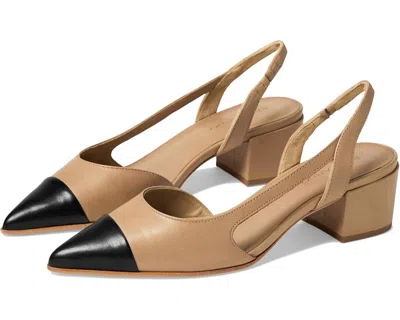 Bernardo Women's Monroe Slingback Sandal In Sand Antique Calf / Black Patent In Multi
