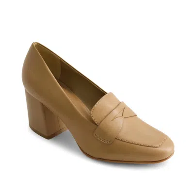 Bernardo Women's Nessa Block Heel Loafer In Sand Antique Calf In Green