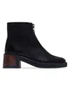 Bernardo Tess Leather Front-zip Ankle Boots In Black
