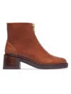 Bernardo Tess Leather Front-zip Ankle Boots In Brown
