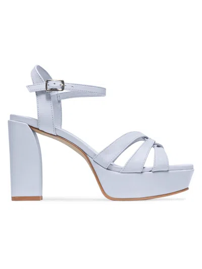 Bernardo 95mm Vittoria Leather Platform Sandals In Blue