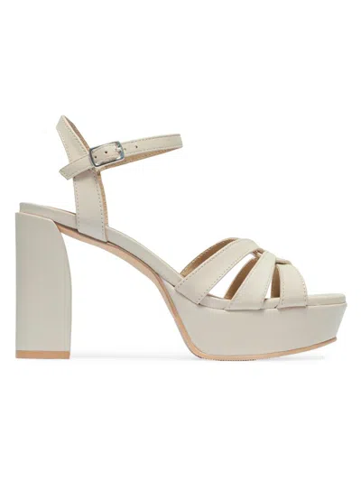 Bernardo 95mm Vittoria Leather Platform Sandals In White