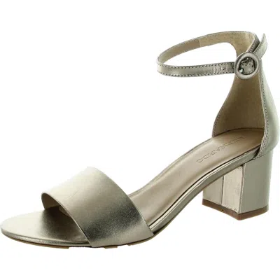 Bernardo Womens Buckle Leather Block Heels In Gold