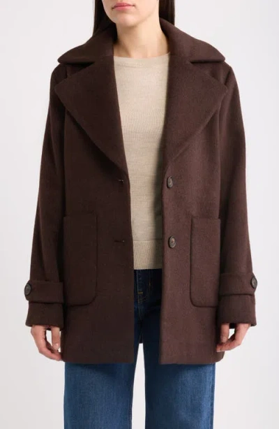 Bernardo Wool Blend Coat In Seal Brown