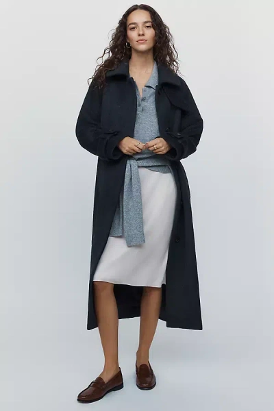 Bernardo Wool Blend Funnel Neck Coat Jacket In Blue