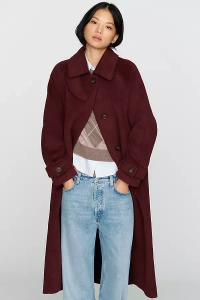 Bernardo Wool Blend Funnel Neck Coat Jacket In Red