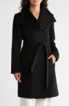 Bernardo Wool Blend Wrap Coat In Black