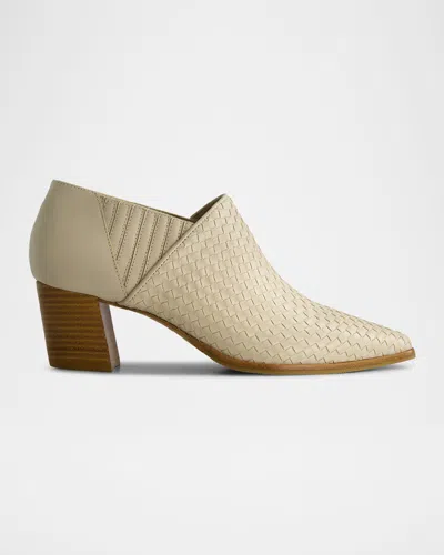 Bernardo Woven Leather Ankle Booties In Eggshell Antique Calf