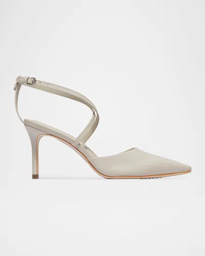 Bernardo Yazmin Leather Crossover-strap Pumps In Neutral