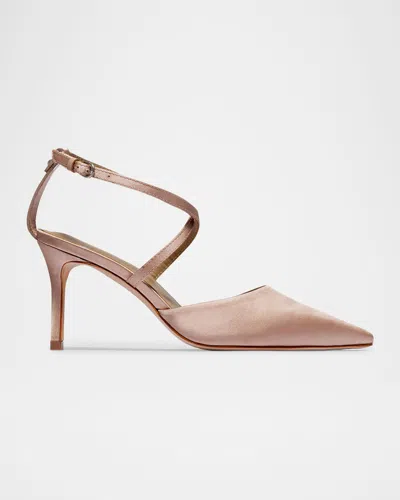 Bernardo Yazmin Satin Pointed-toe Pumps In Brown