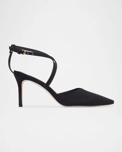 Bernardo Yazmin Suede Crossover-strap Pumps In Black