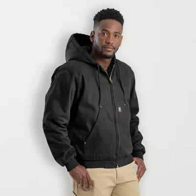 Bernè Highland Washed Duck Mens Hooded Heavyweight Big And Tall Work Jacket In Black