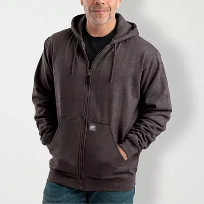 Bernè Mens Long Sleeve Fleece Zipper Hoodie In Brown