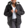 Bernè Softstone Quilted Barn Womens Hooded Midweight Plus Tall Work Jacket In Gray