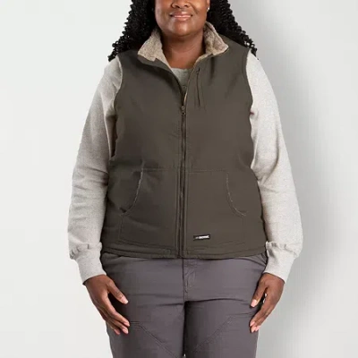 Bernè Softstone Sherpa-lined Duck Womens Midweight Plus Tall Fleece Vest In Green