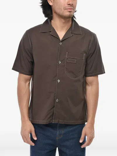 Berner Kuhl Contrast-stitch Short-sleeve Shirt In Brown