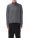 Berner Kuhl Full Zip Drained Compact Ribbed Full Zip Cardigan In Gray