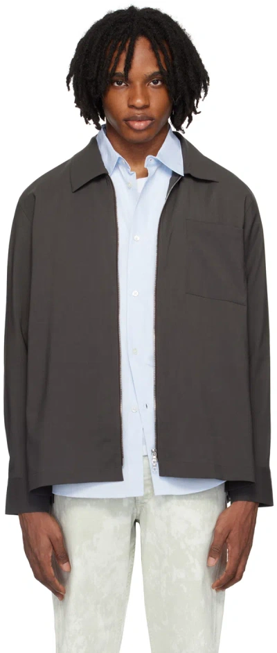 Berner Kuhl Gray Zip Shirt In 067 Rock