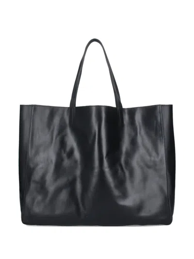 Berner Kuhl Leather Tote Bag In Black