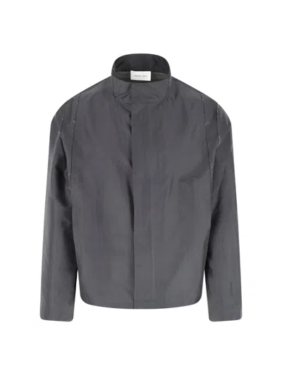 Berner Kuhl Grey Field Silk-blend High Collar Jacket In Gray
