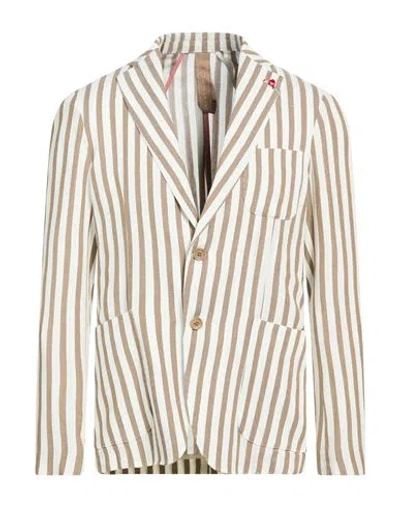 Bernese Milano Man Blazer Beige Size 42 Viscose, Linen In Brown