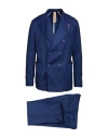 Bernese Milano Man Suit Navy Size 38 Polyester, Viscose, Elastane In Blue