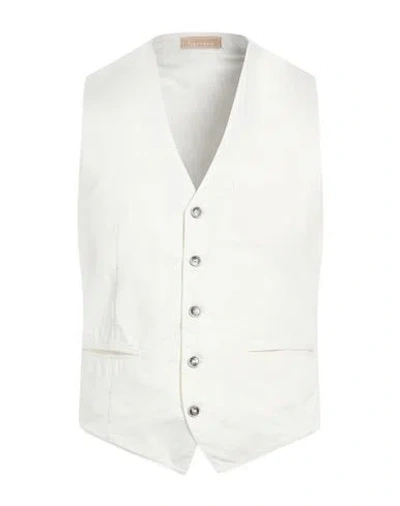 Bernese Milano Man Tailored Vest White Size 38 Cotton, Elastane