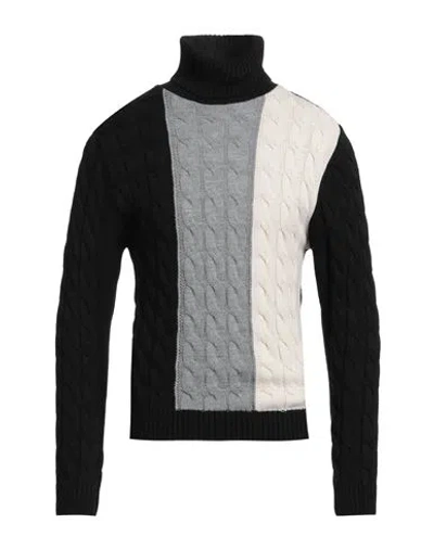 Bernese Milano Man Turtleneck Black Size Xl Wool, Modacrylic