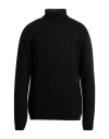 Bernese Milano Man Turtleneck Black Size Xxl Wool, Modal In Black
