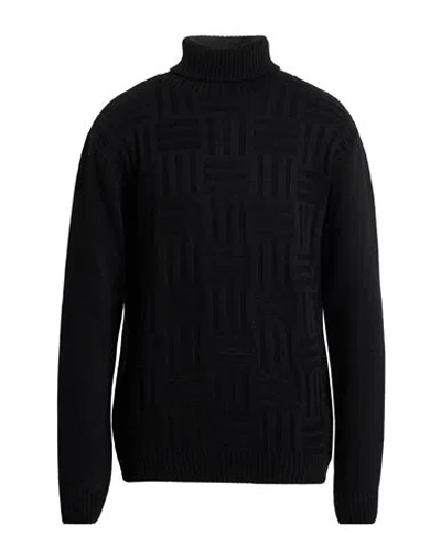 Bernese Milano Man Turtleneck Black Size Xxl Wool, Modal