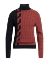 Bernese Milano Man Turtleneck Brick Size M Wool, Modacrylic In Red