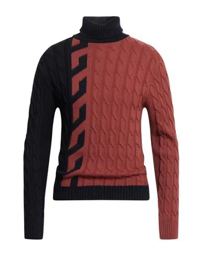 Bernese Milano Man Turtleneck Brick Size M Wool, Modacrylic In Red