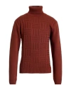Bernese Milano Man Turtleneck Brick Size Xxl Wool, Modal In Red