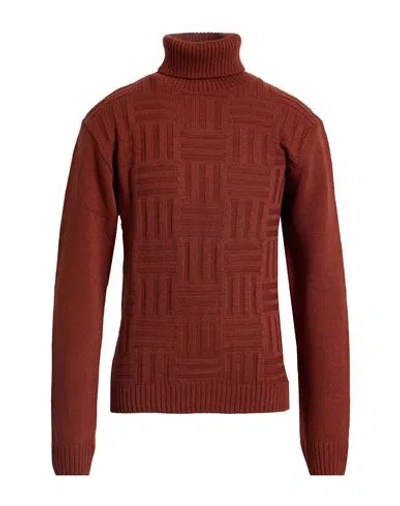 Bernese Milano Man Turtleneck Brick Size Xxl Wool, Modal In Red