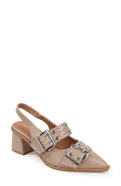 Berness Adrianna Double Buckle Slingback Pump In Beige