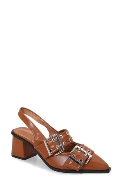Berness Adrianna Double Buckle Slingback Pump In Camel
