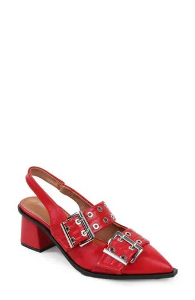 Berness Adrianna Double Buckle Slingback Pump In Red
