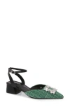 Berness Ann Crystal Frame Pump In Green