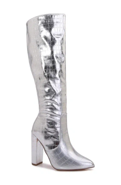 Berness Aster Croc Embossed Boot In Silver
