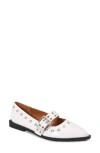 Berness Astra Grommet Mary Jane Flat In White