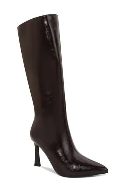 Berness Babs Stiletto Knee High Faux Leather Boot In Brown