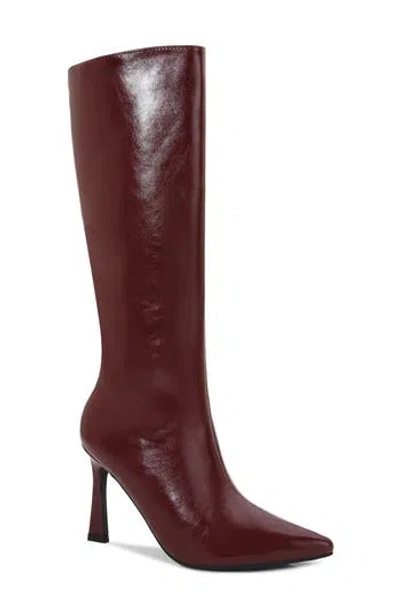 Berness Babs Stiletto Knee High Faux Leather Boot In Wine