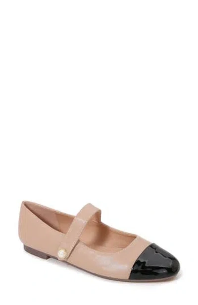 Berness Betsy Mary Jane Flat In Beige